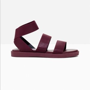 & Other Stories elastic band sandals in burgundy